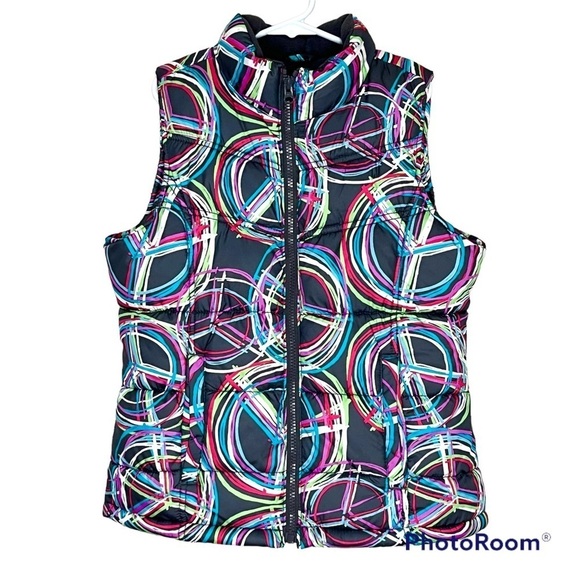 Girls Old Navy Y2K Grey and Multi-Color Colored Fleece Lined Puffer Vest Size XL - Picture 1 of 9